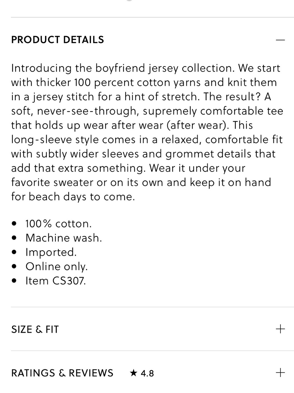 JCrew Boyfriend Jersey Relaxed Long-sleeve T-shirt with Grommets NWT SZ Medium - Picture 6 of 7